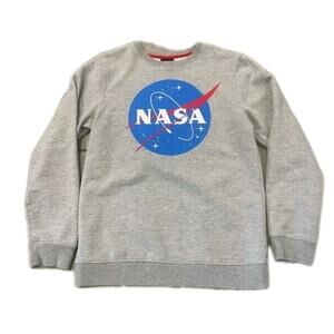 Buzz Aldrin Nasa Sweatshirt Youth Xl 12 logo Gray L/S Shirt Space Boys Girls